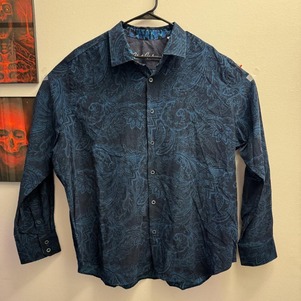 Robert Graham Tarvos Dark Teal Corduroy Paisley